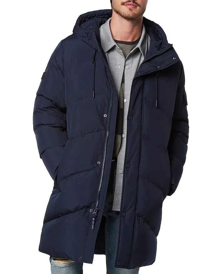 Andrew Marc Quilted Knee Length Parka Sullivan Chevron Hooded