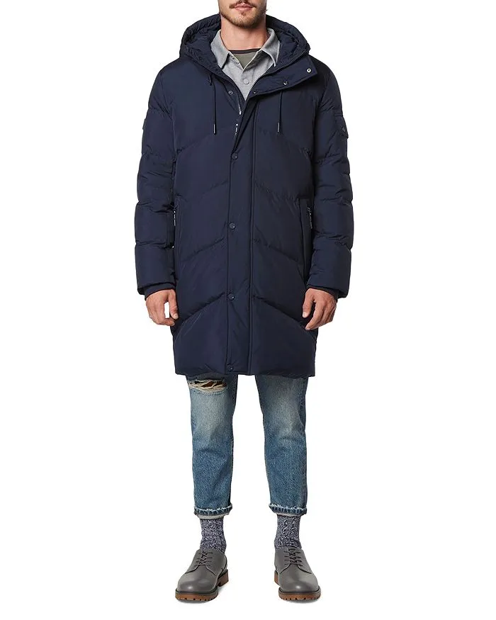 Andrew Marc Quilted Knee Length Parka Sullivan Chevron Hooded