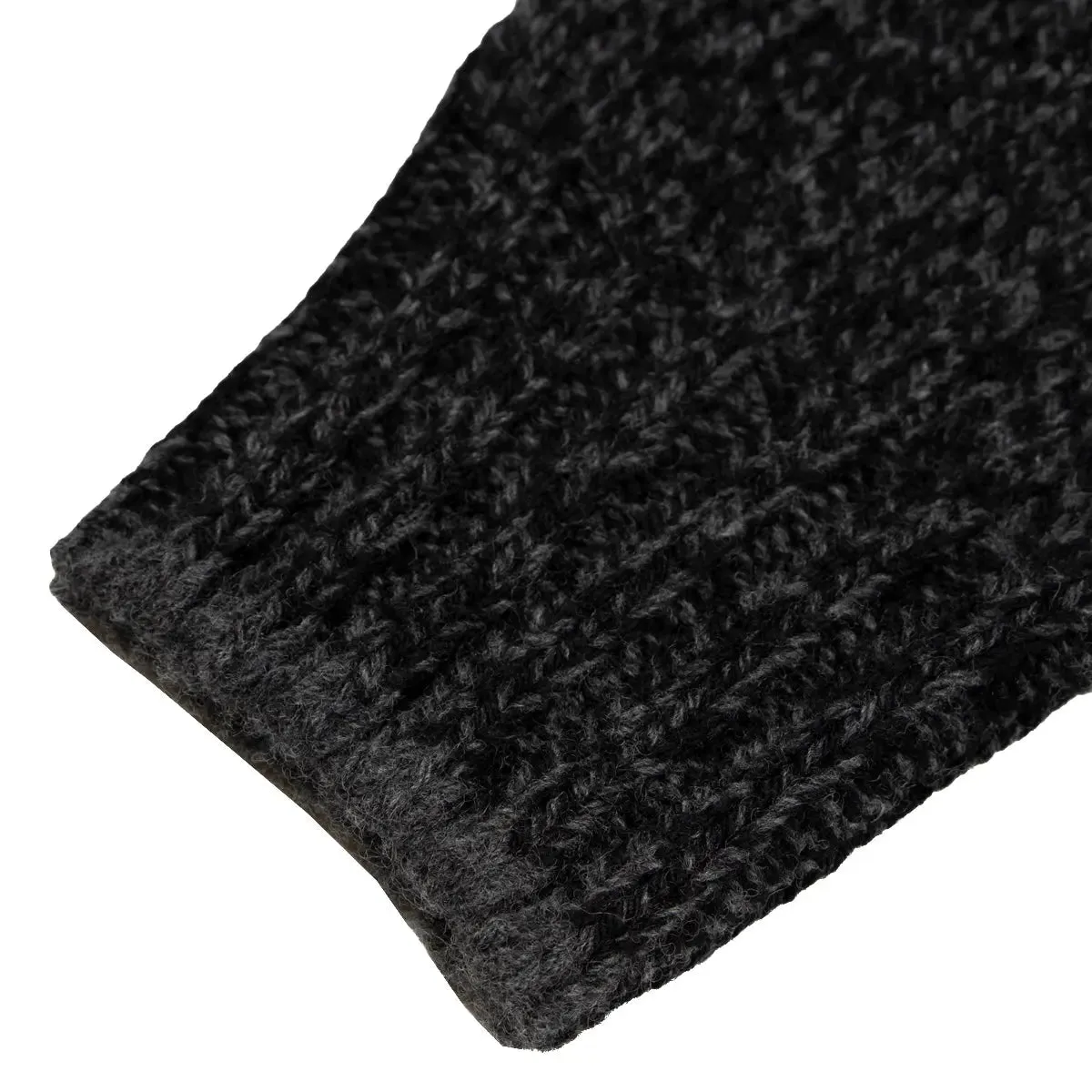 Charcoal Black Melange Buttoned-Neck Wool Jumper