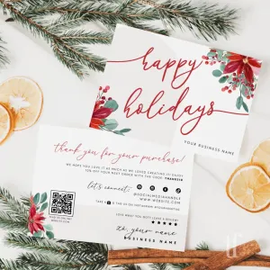 Classic Christmas Watercolor Business Thank You Card Canva Template