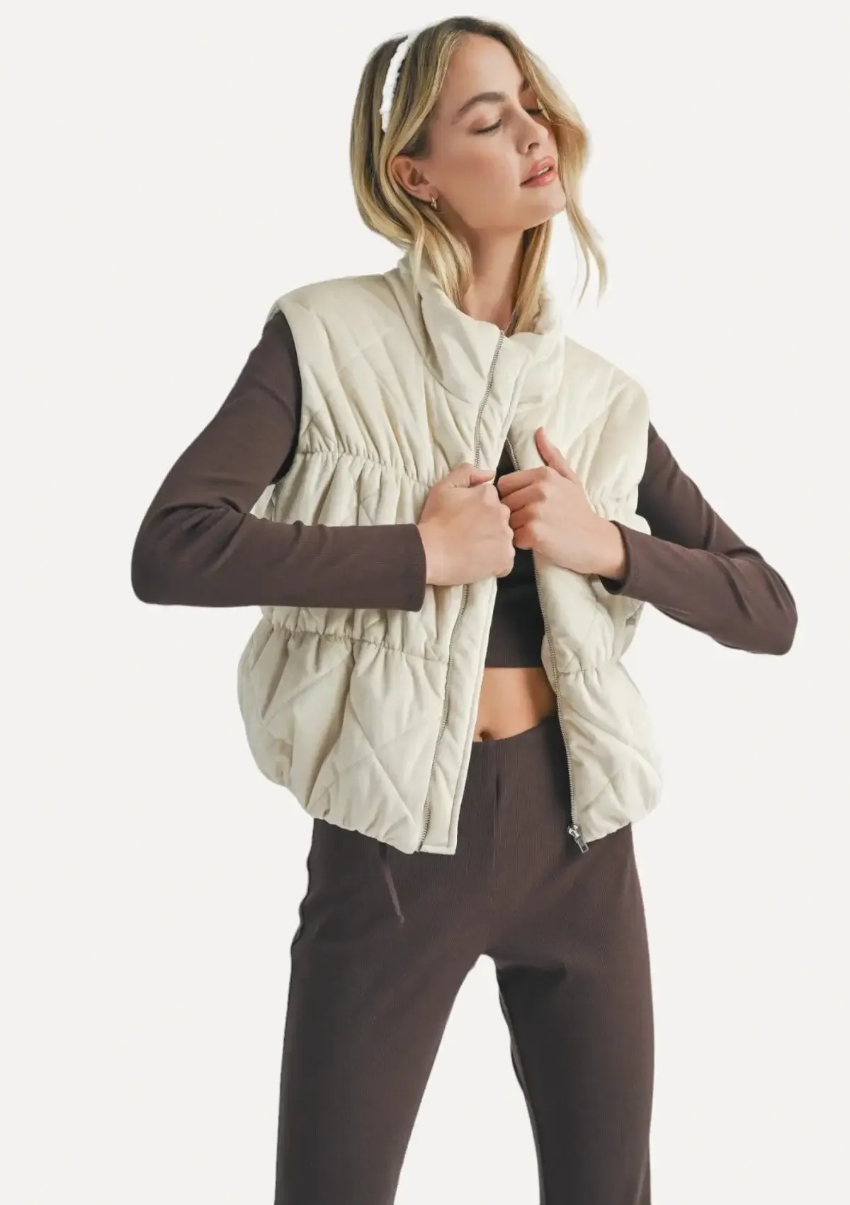 Cosmic Quilted Vest - Cream
