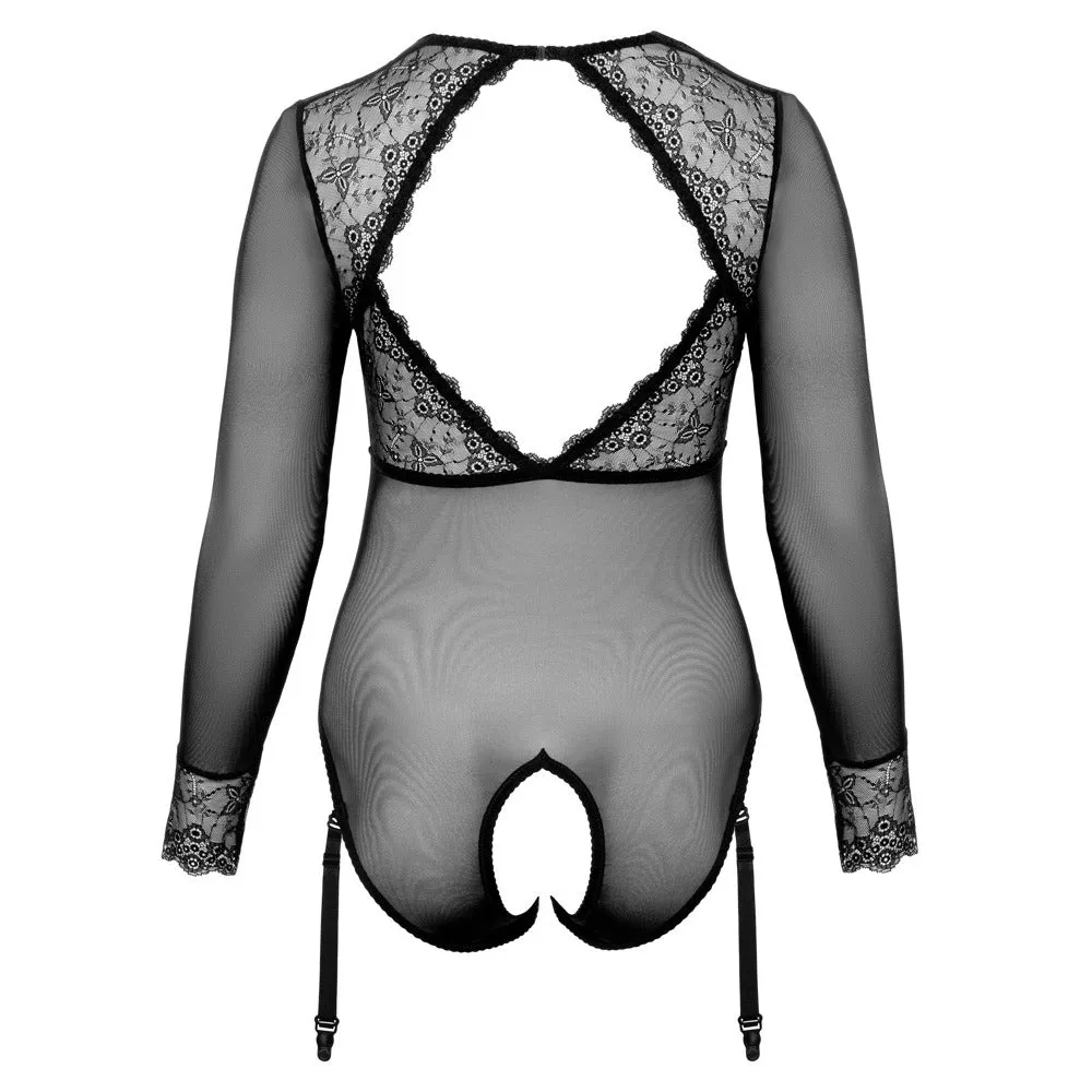 Cottelli Curves Long Sleeved Crotchless Body Black