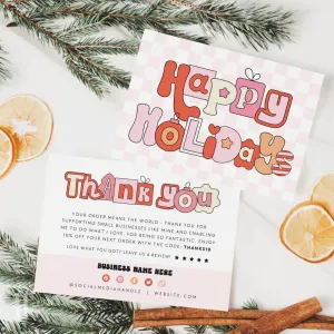Cute Ransom Text Christmas Business Thank You Card Canva Template | Seasonal Xmas Checkered Thank You
