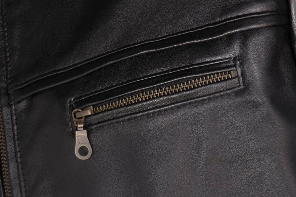 Firenze Retro Blouson Style Jacket in Dark Brown Nappa Lambskin