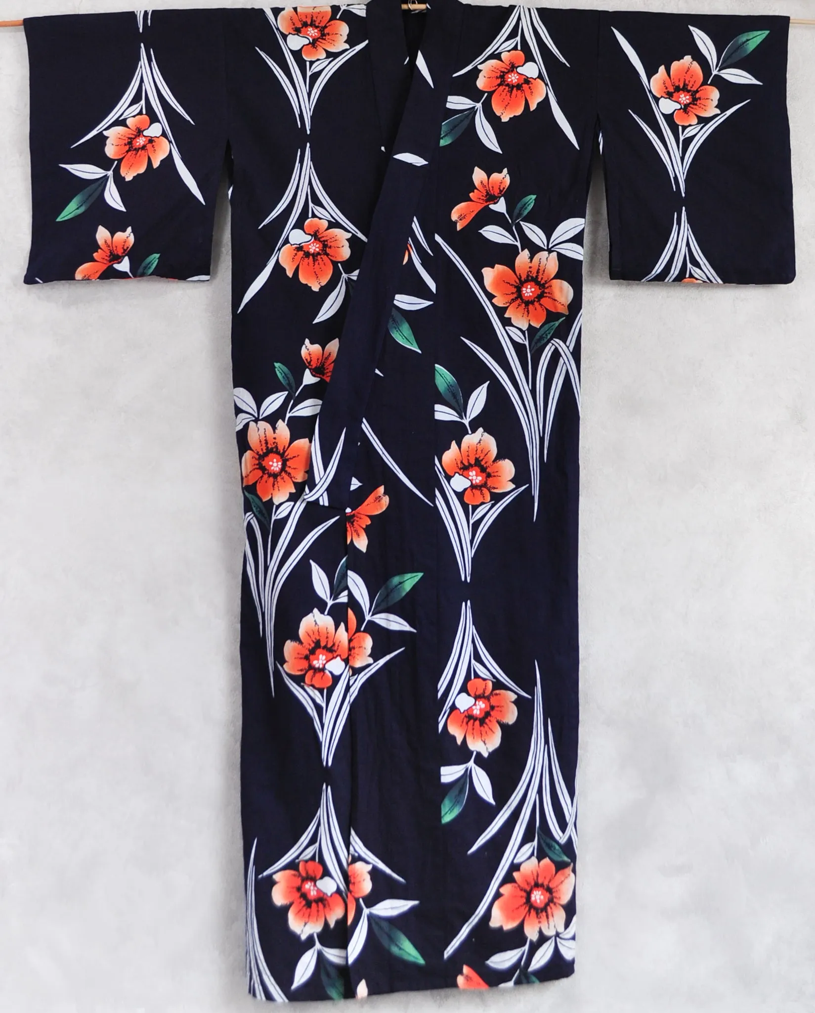 Lily Print Cotton Yukata Kimono XL Tall Fit
