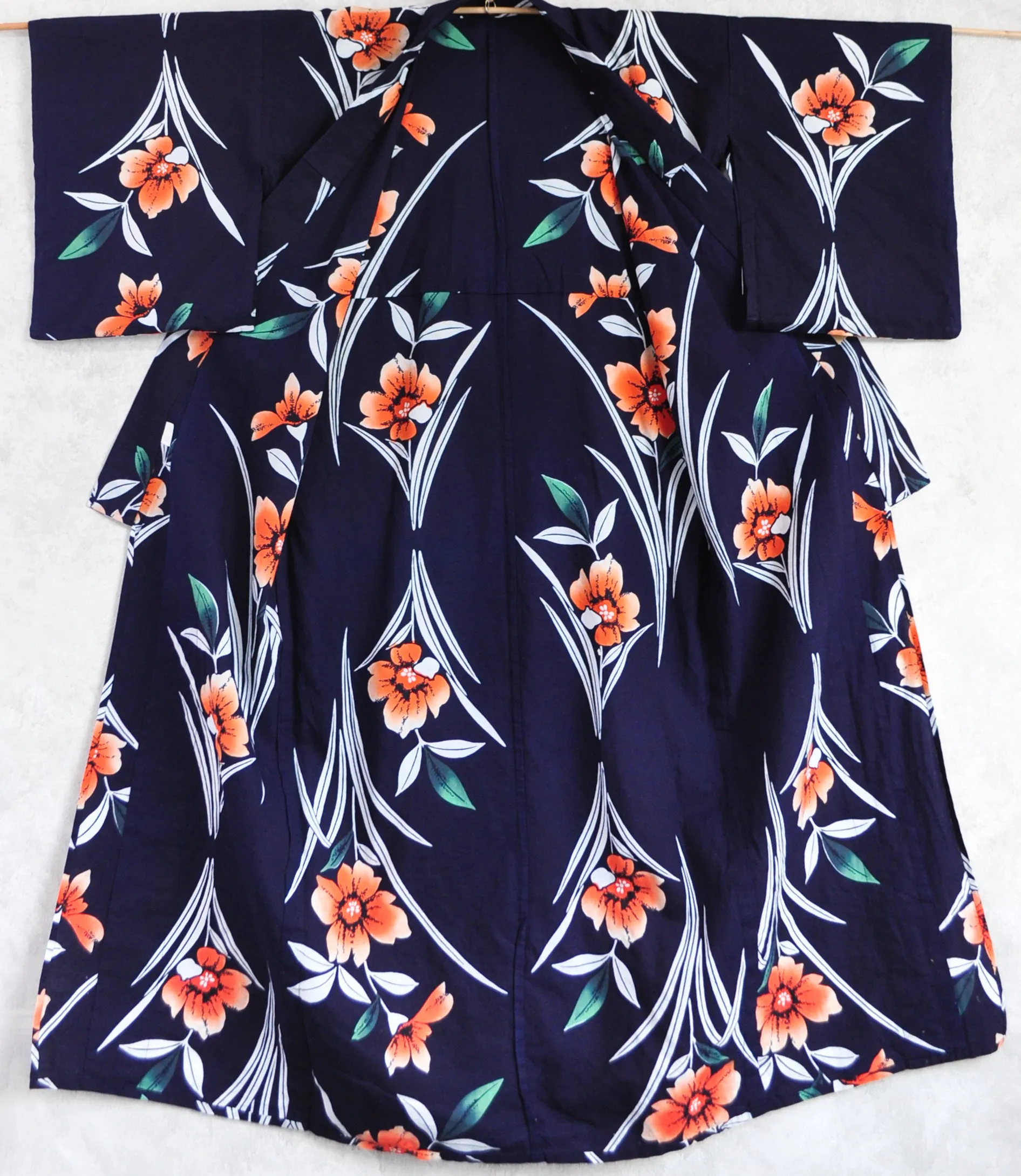 Lily Print Cotton Yukata Kimono XL Tall Fit