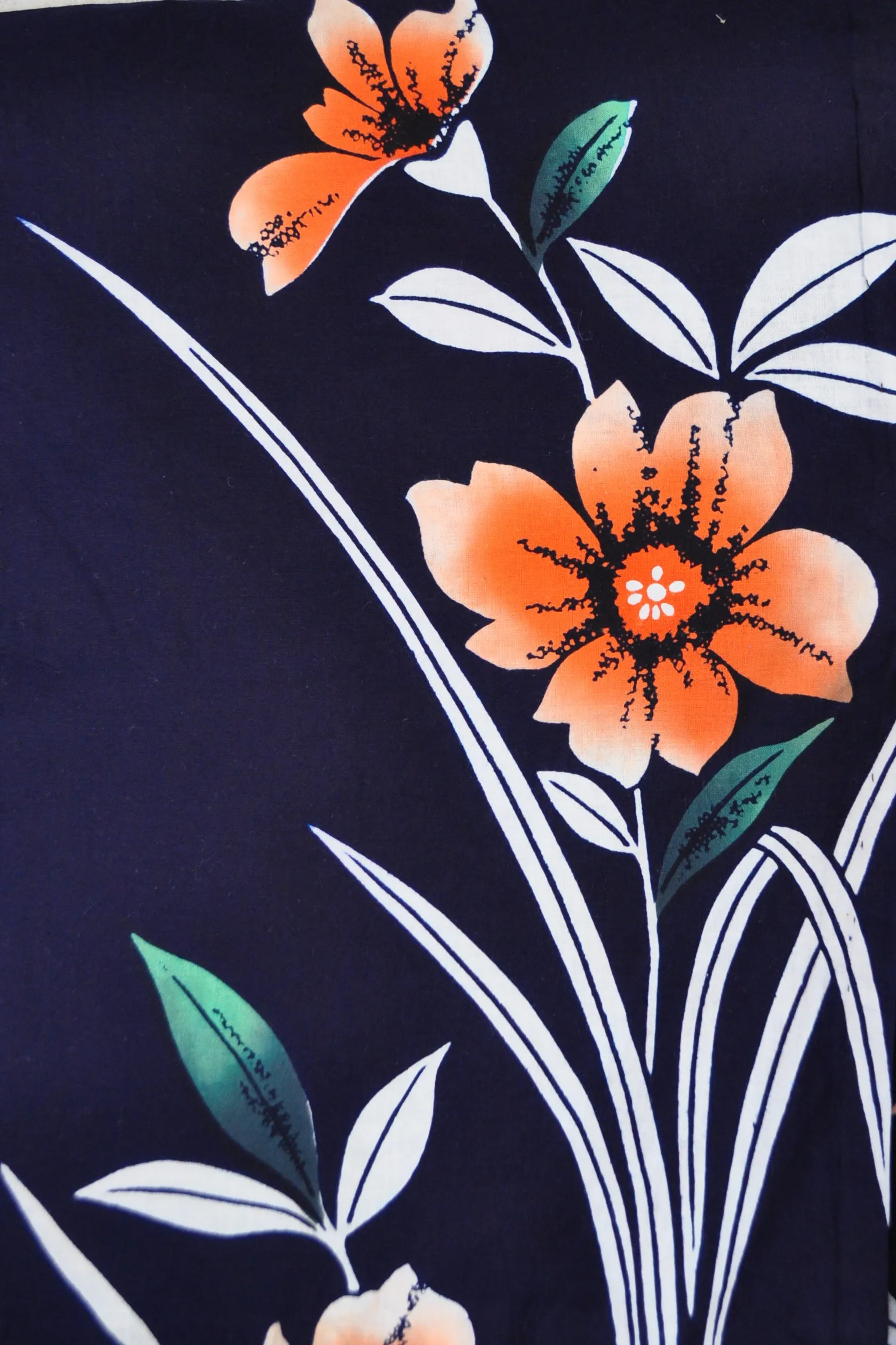 Lily Print Cotton Yukata Kimono XL Tall Fit