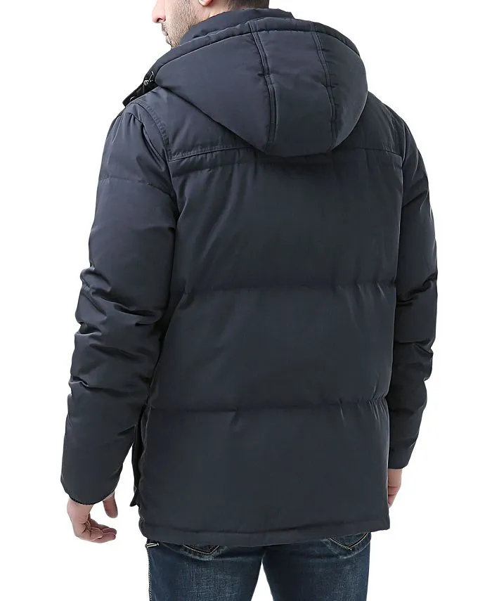 Men's parka with hood and buttons MODERM, blue