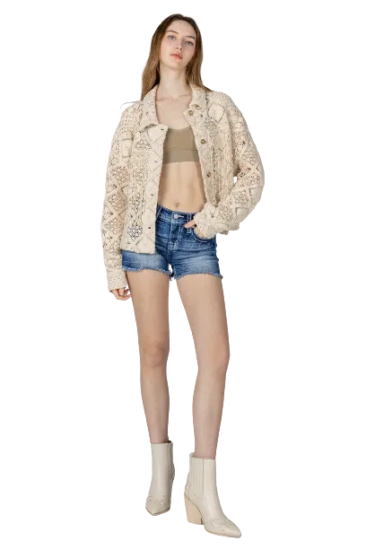 Miss Me Women's Macrame Crochet Jacket