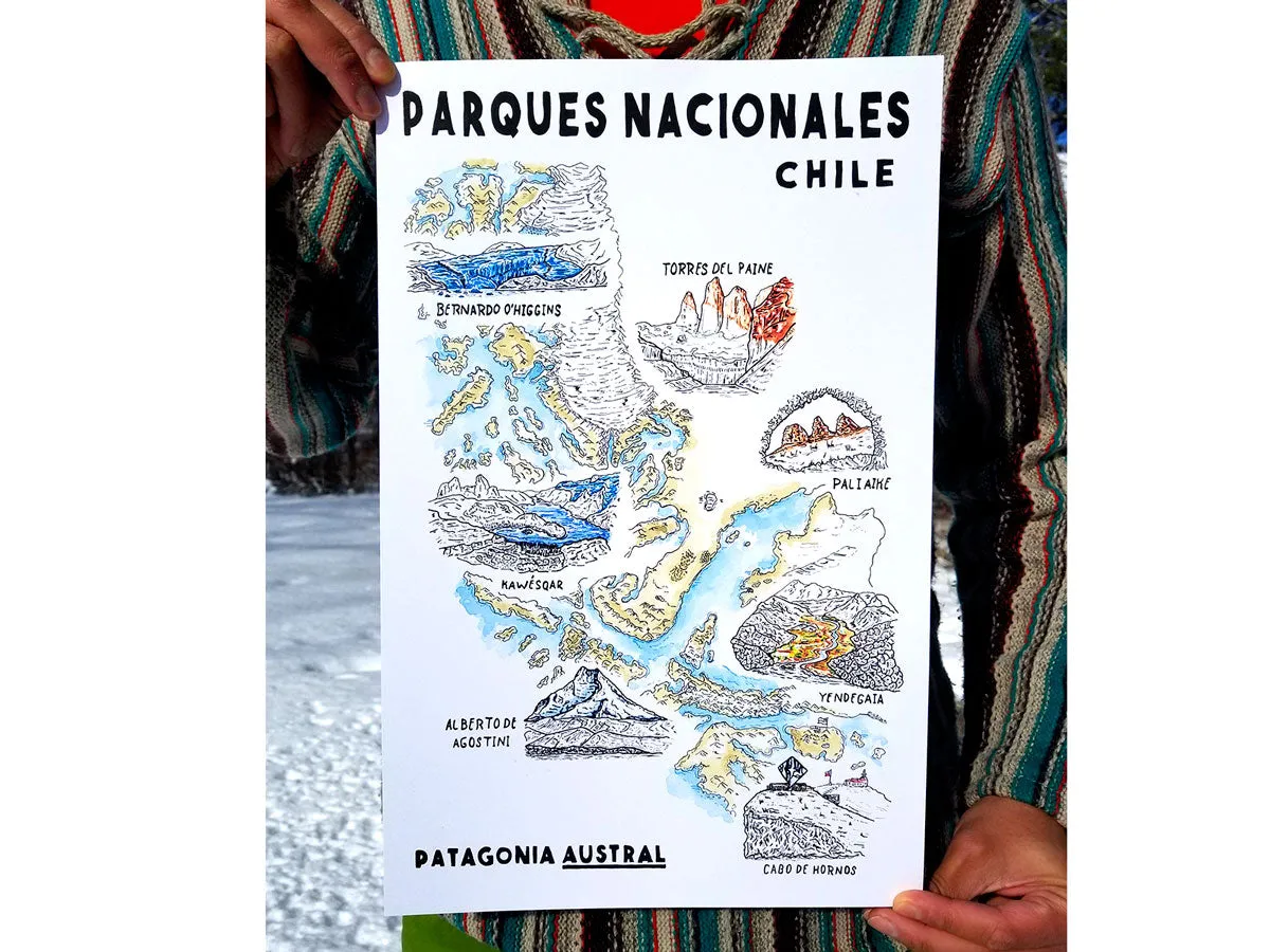 National Parks of Patagonia Austral Poster | Patagonia Chile