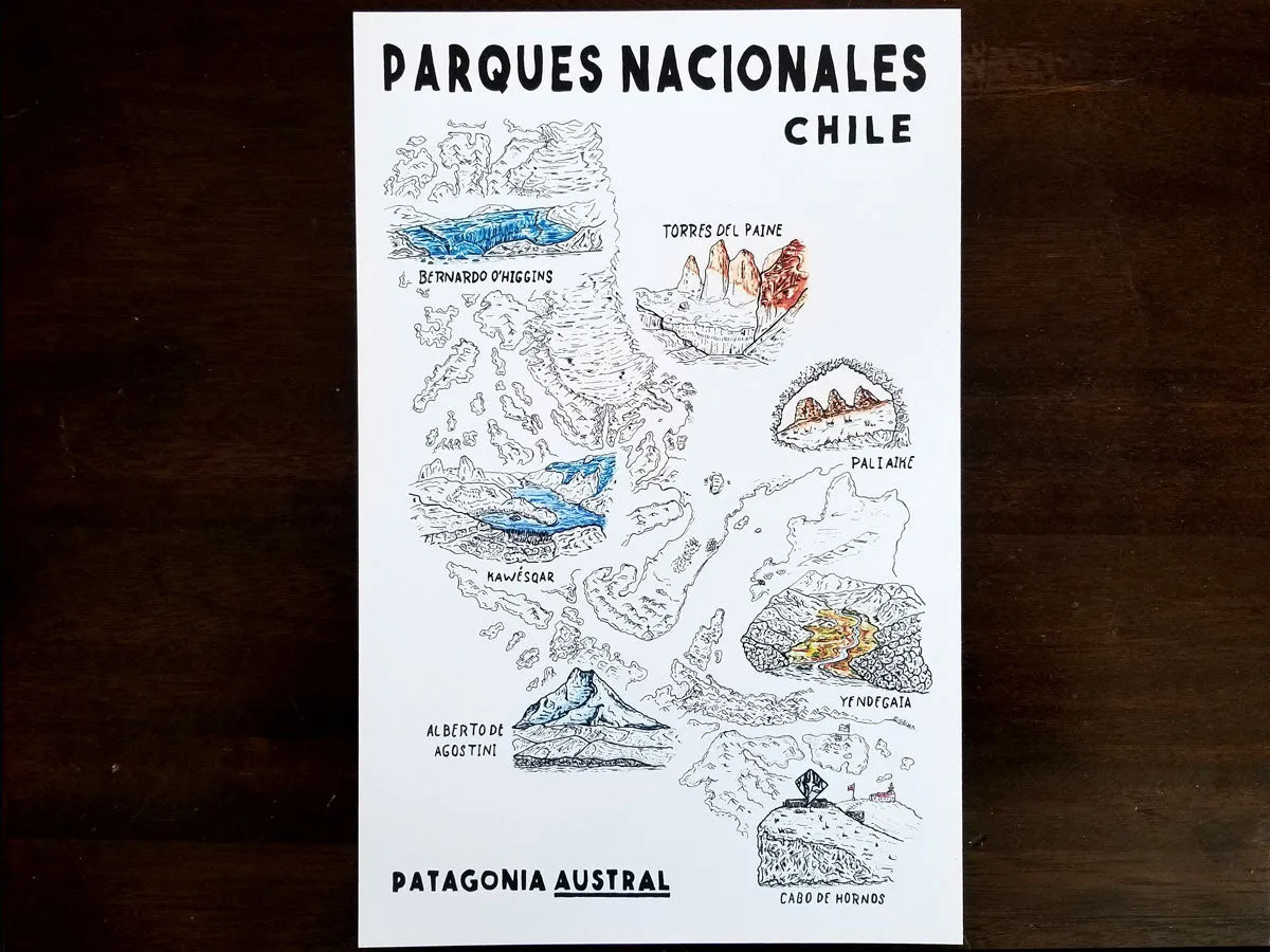 National Parks of Patagonia Austral Poster | Patagonia Chile