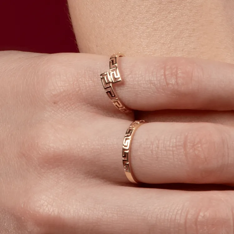 Real Gold Plain Maze Hoop Ring 6906 (SIZE 7) R2107