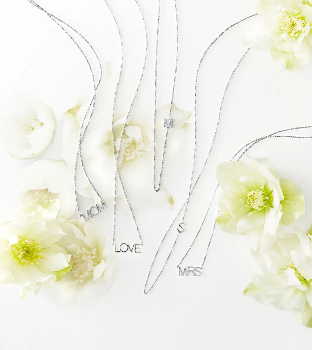 Sterling Silver Mom, Love & Mrs Pendant Necklace